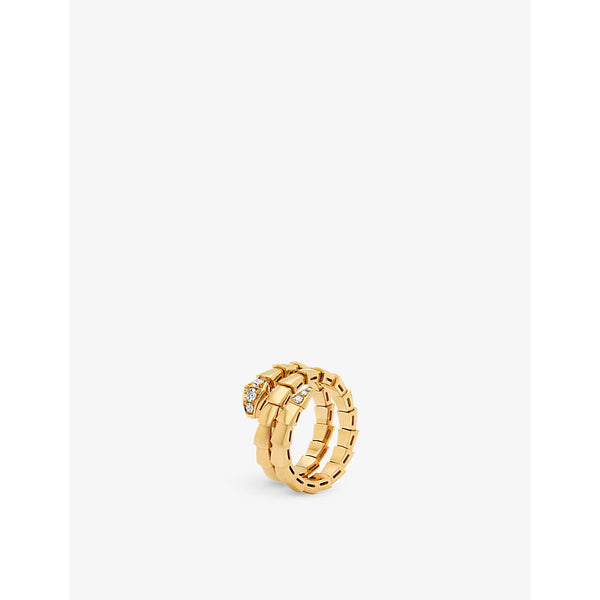 Bvlgari Serpenti Viper 18ct yellow-gold and 0.1ct round-cut diamond ring