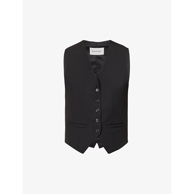  Frankie Shop Gelso V-neck woven waistcoat