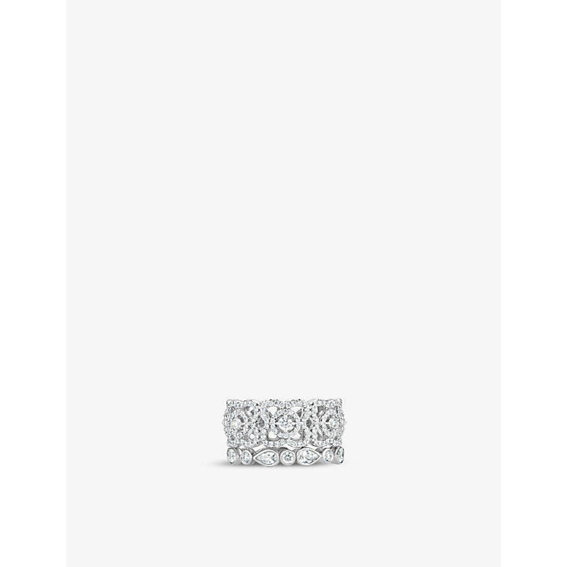 De Beers Jewellers Enchanted Lotus 18ct white-gold and 1.23ct diamond ring