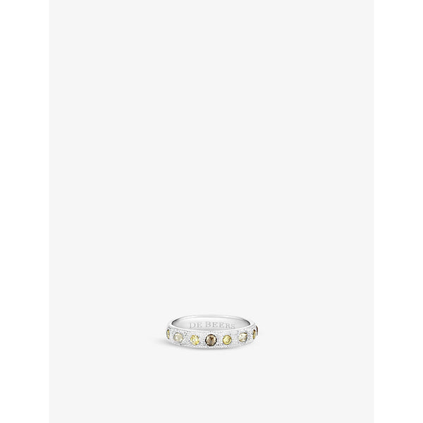 De Beers Jewellers Talisman small 18ct white-gold and 0.48ct round-cut diamond band ring