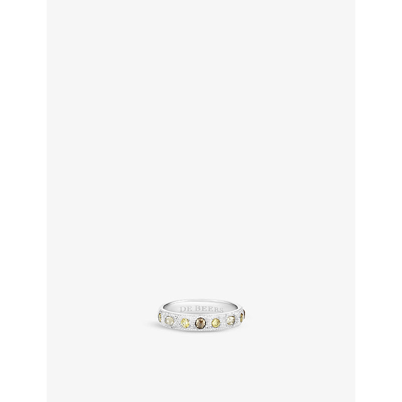 De Beers Jewellers Talisman small 18ct white-gold and 0.48ct round-cut diamond band ring