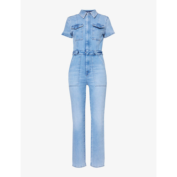 Good American Fit For Success faded-wash stretch-denim jumpsuit