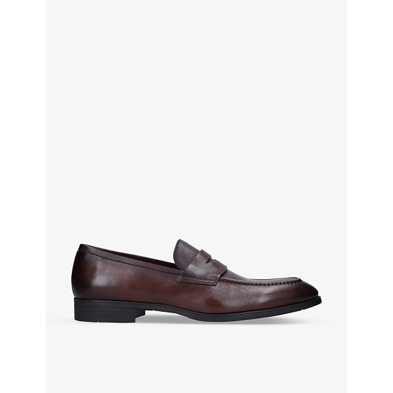  Santoni Simon leather penny loafer