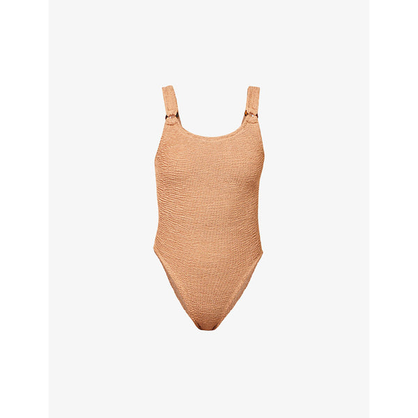 Hunza G Domino seersucker-weave swimsuit