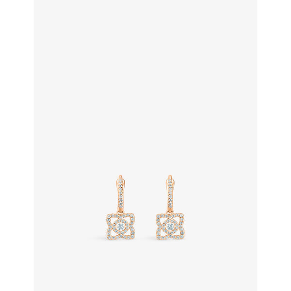 De Beers Jewellers Enchanted Lotus 18ct rose-gold and 0.35ct round-cut diamond earrings