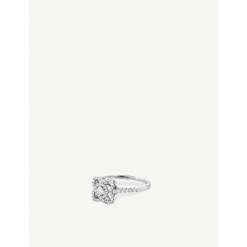 De Beers Jewellers Enchanted Lotus 18ct white-gold and 0.33ct round-cut diamond ring