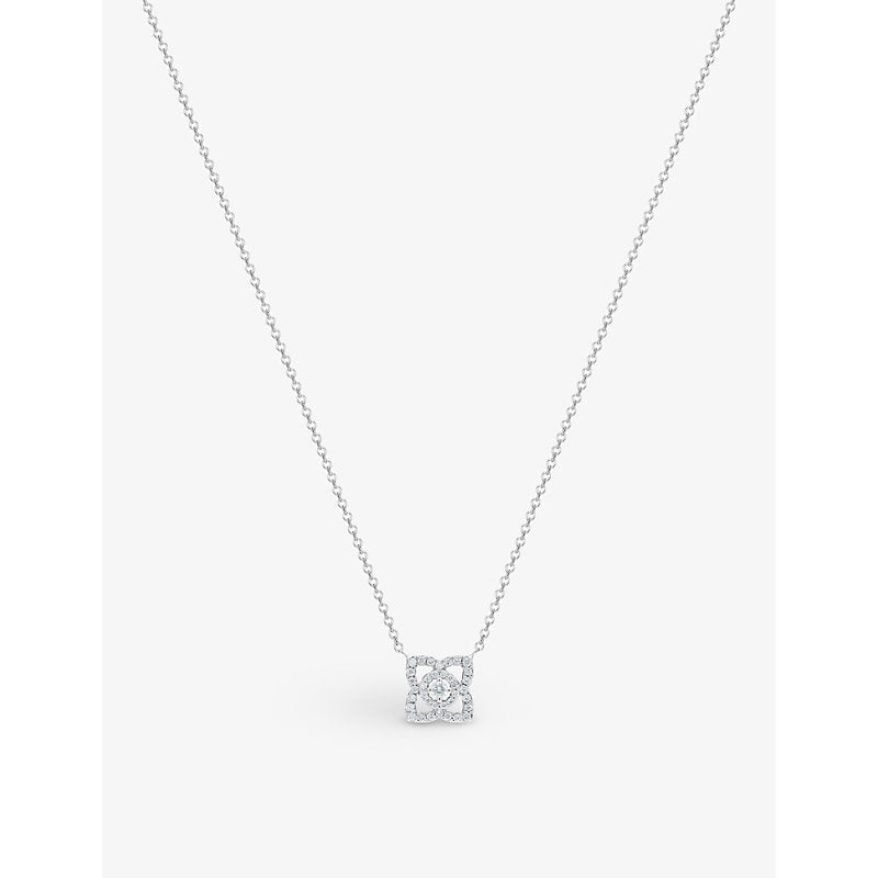 De Beers Jewellers Enchanted Lotus 18ct white-gold 0.15ct round-brilliant diamond necklace