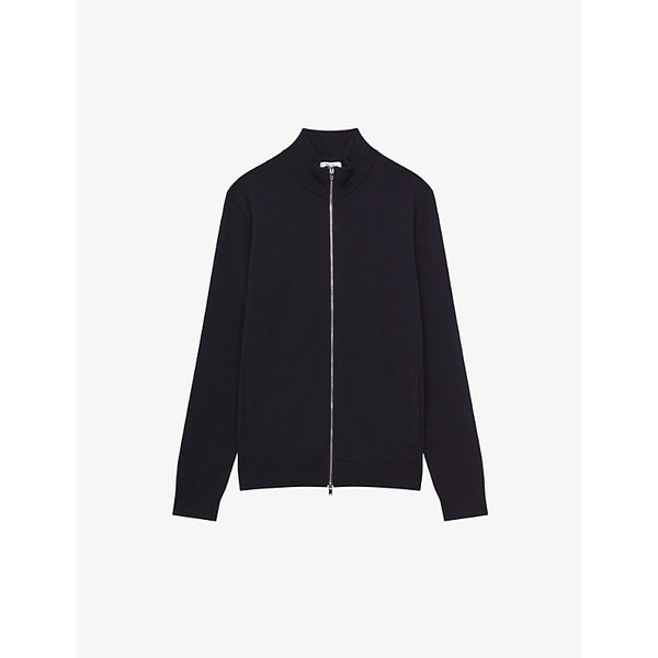 Reiss Hampshire funnel-neck zip-through merino-wool cardigan