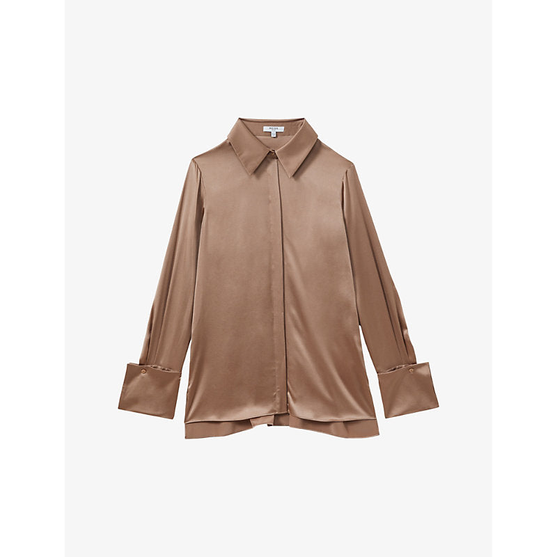  Reiss Hailey point-collar silk shirt