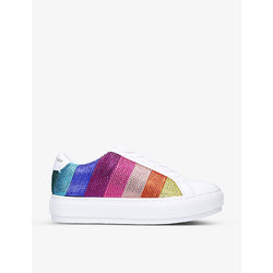  Kurt Geiger London Laney crystal-embellished leather low-top trainers