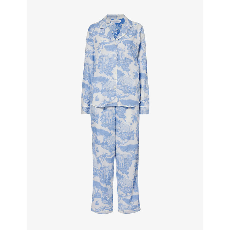  Desmond And Dempsey Loxodonta graphic-print cotton pyjamas