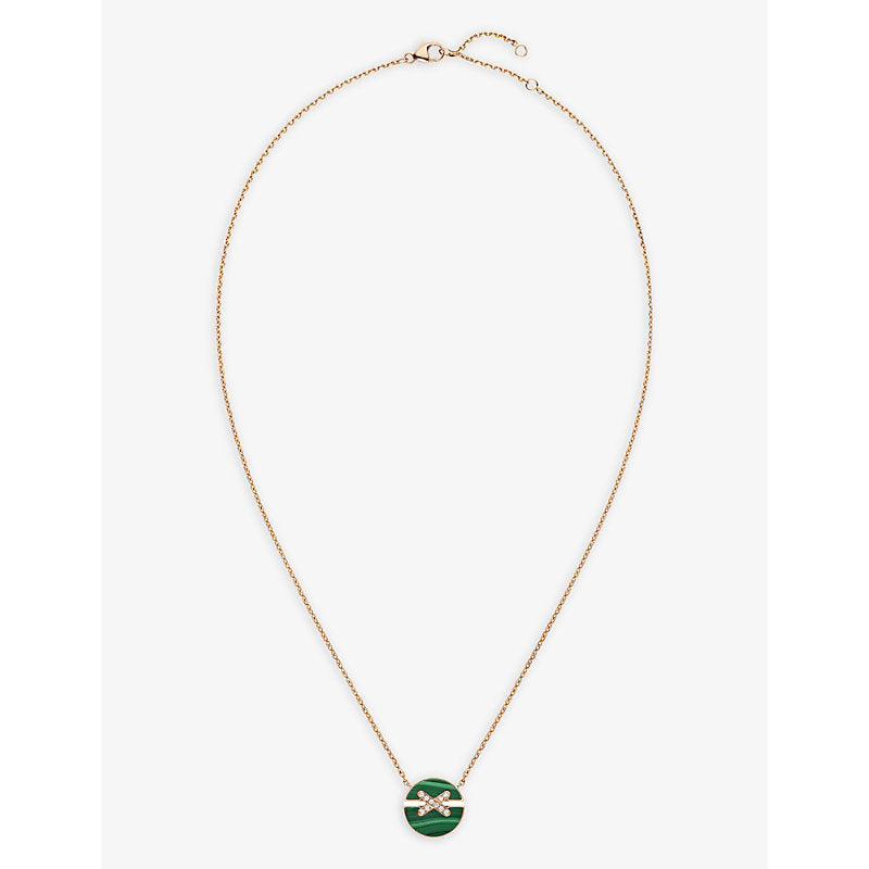 Chaumet Jeux de Liens Harmony small 18ct rose-gold, 0.06ct brilliant-cut diamond and malachite pendant necklace