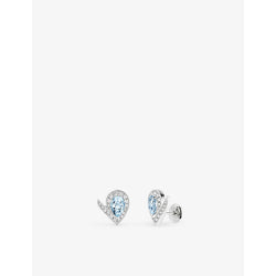 Chaumet Joséphine Aigrette 22ct white-gold, 0.35ct brilliant-cut diamond and 1.2ct pear-cut aquamarine earrings