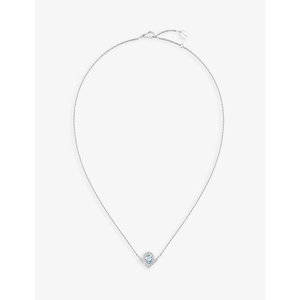 Chaumet Joséphine Aigrette 18ct white-gold, 0.19ct brilliant and 0.60 pear-cut aquamarine diamond pendant necklace