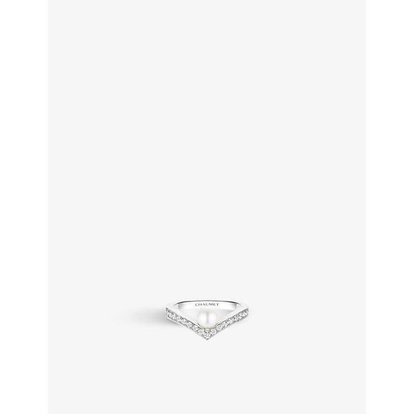 Chaumet Joséphine Aigrette 18ct white-gold, diamond and pearl ring