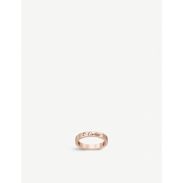 C de Cartier 18ct rose-gold and 0.03ct round-cut diamond wedding ring