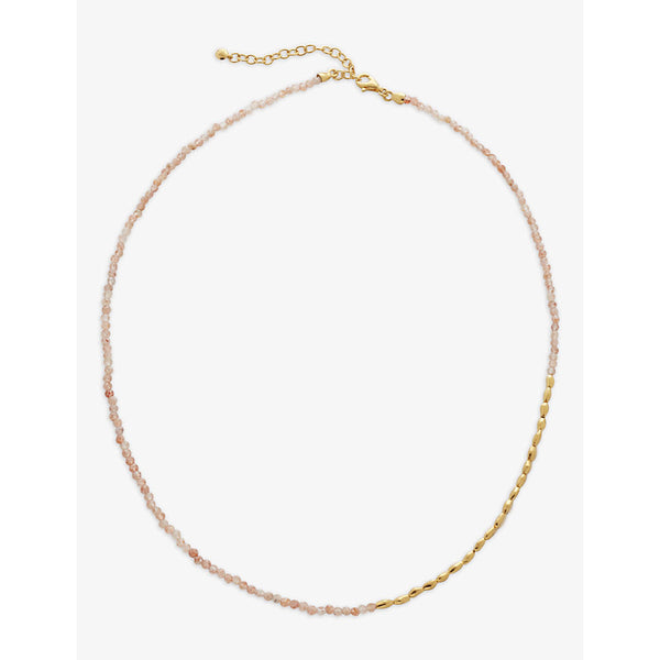 Monica Vinader Mini Nugget 18ct yellow gold-plated vermeil sterling silver and sandstone necklace