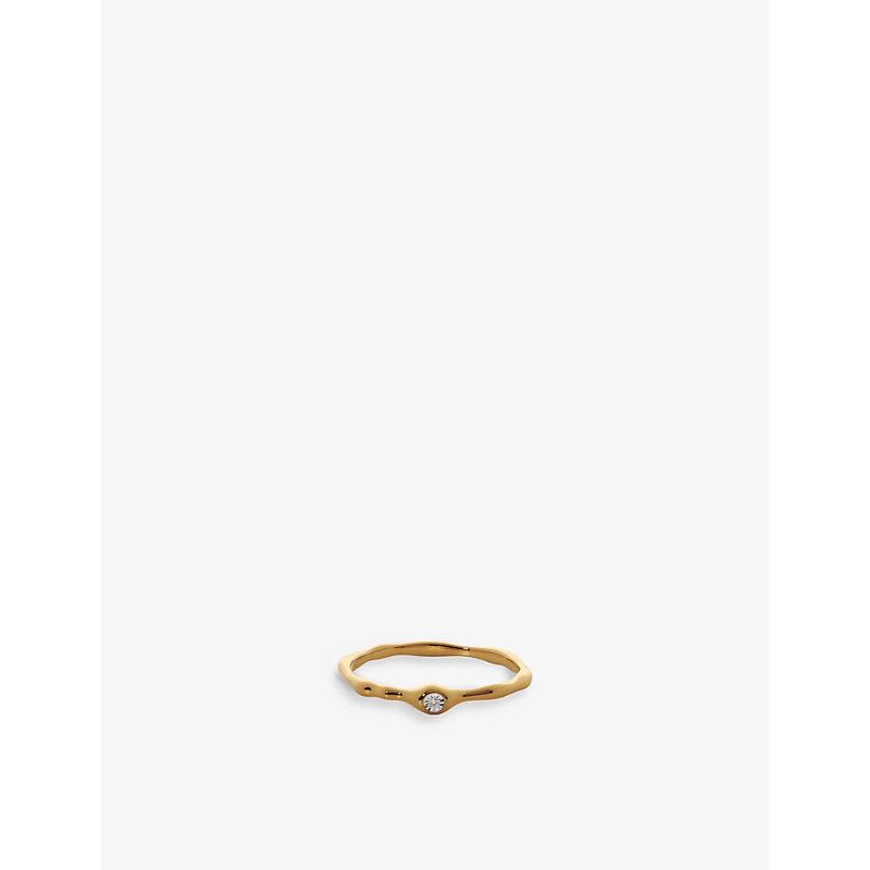 Monica Vinader Siren Muse 18ct yellow gold-plated vermeil sterling silver and 0.003ct diamond ring