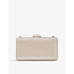 Jimmy Choo Clemmie crystal-embellished suede clutch bag | LYBSTORE