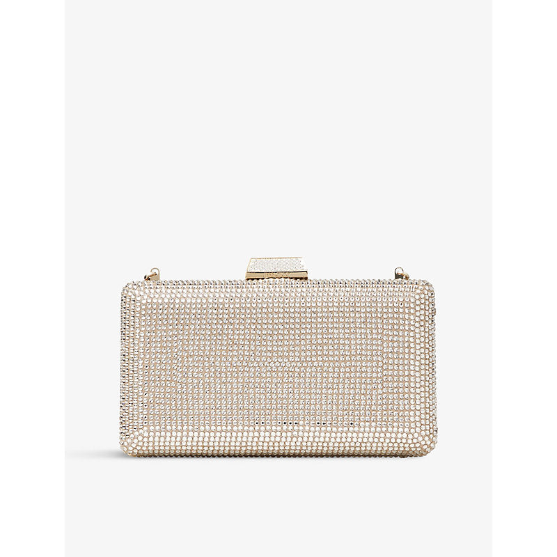 Jimmy Choo Clemmie crystal-embellished suede clutch bag | LYBSTORE