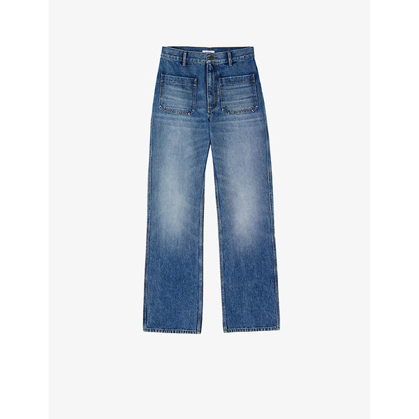 Sandro Patch-pocket flared high-rise jeans