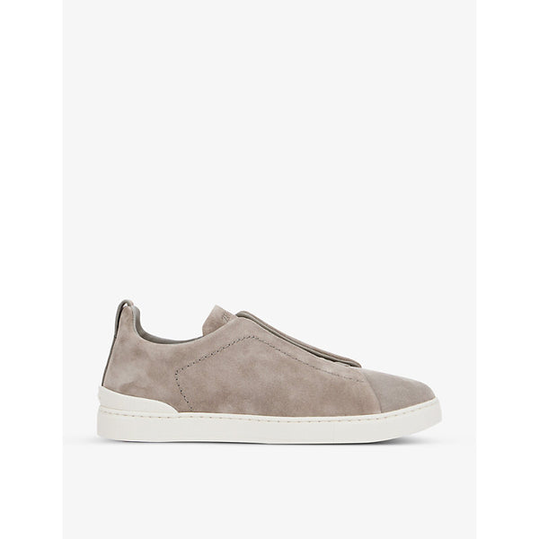  Zegna Triple Stitch contrast-sole suede low-top trainers