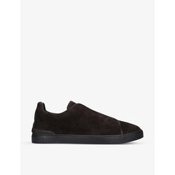  Zegna Triple Stitch leather and fabric low-top trainers