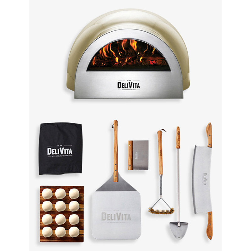 Delivita Pizzaiolo Collection stainless-steel and stone wood-fire pizza oven 75cm