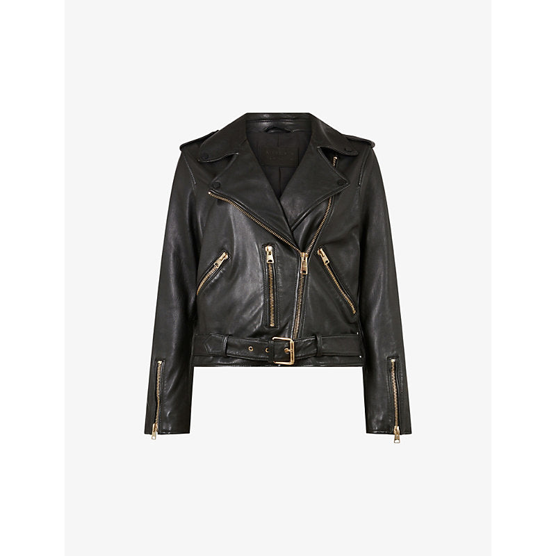 Womens Allsaints Dalby slim-fit leather biker jacket