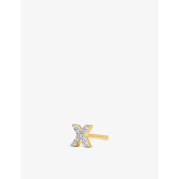  Missoma Initial X 18ct yellow gold-plated vermeil and cubic zirconia stud earrings