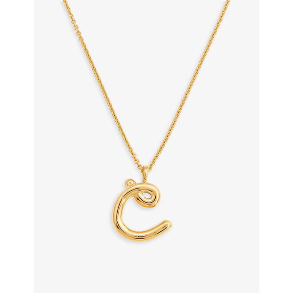  Missoma Curly initial pendant 18ct yellow gold-plated vermeil recycled sterling-silver pendant necklace