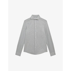  Reiss Nate slim-fit long-sleeved cotton-blend shirt