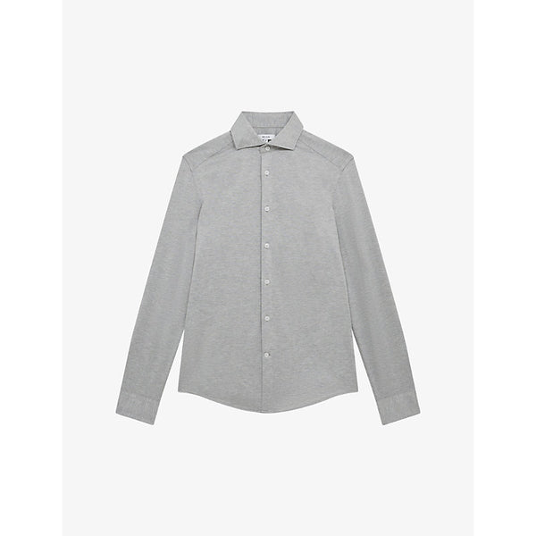  Reiss Nate slim-fit long-sleeved cotton-blend shirt