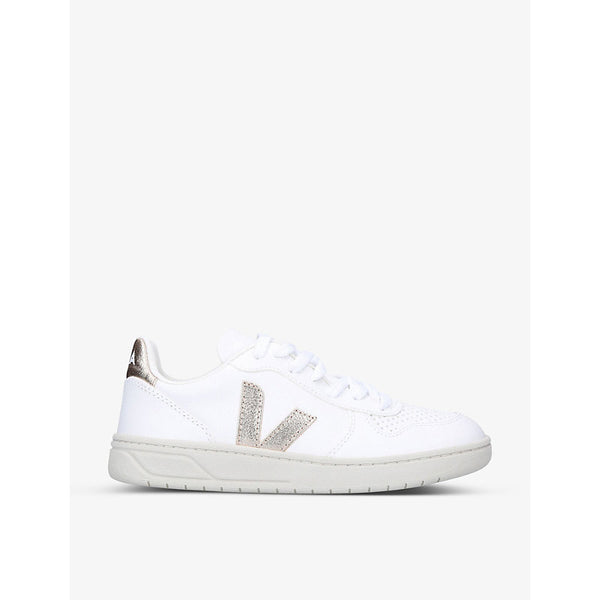  Veja Women's V-10 logo-embroidered leather trainers