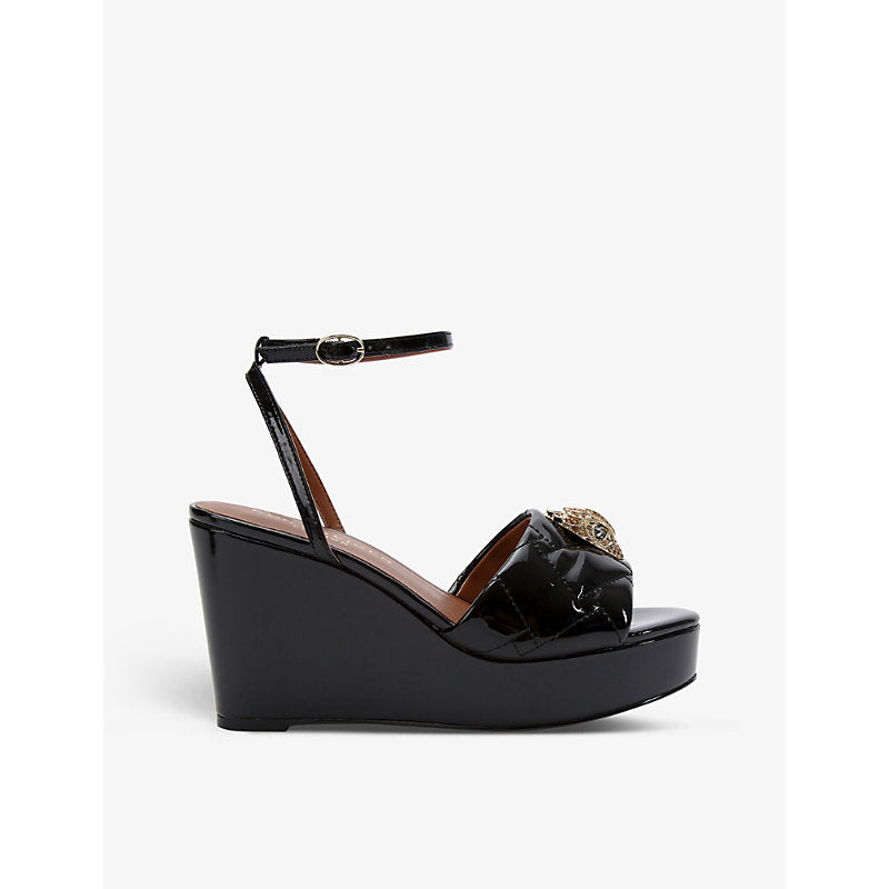 Kurt Geiger London Kensington crystal-embellished patent-leather wedges | Kurt Geiger London