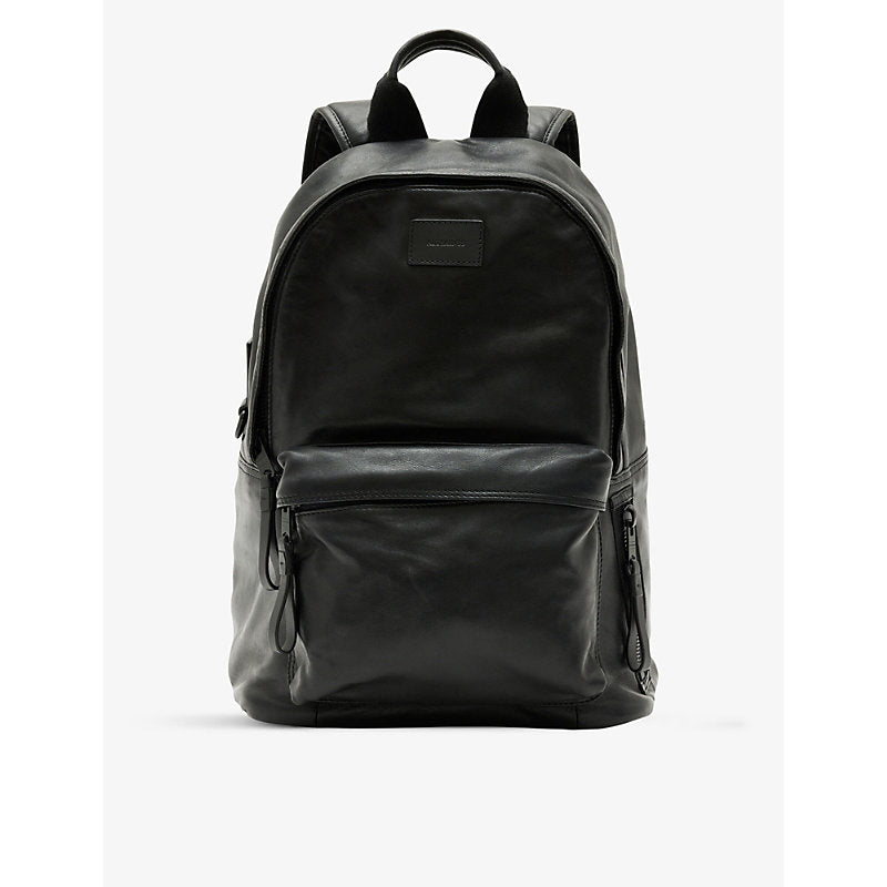  Allsaints Carabiner brand-patch leather backpack