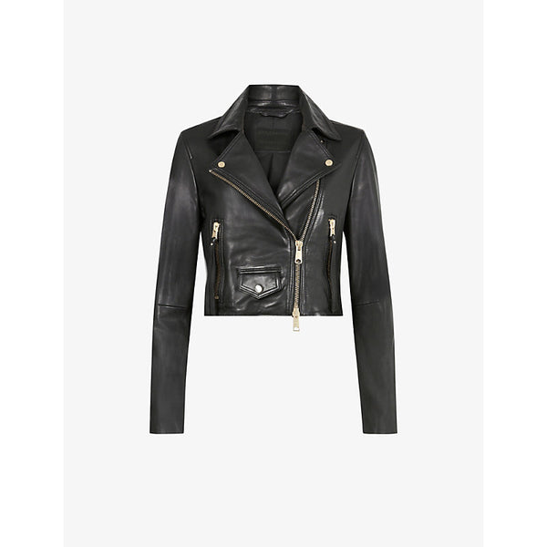  Allsaints Elora cropped leather biker jacket