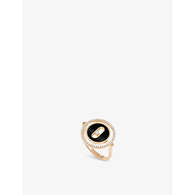 Messika Lucky Move 18ct rose-gold, diamond and onyx ring