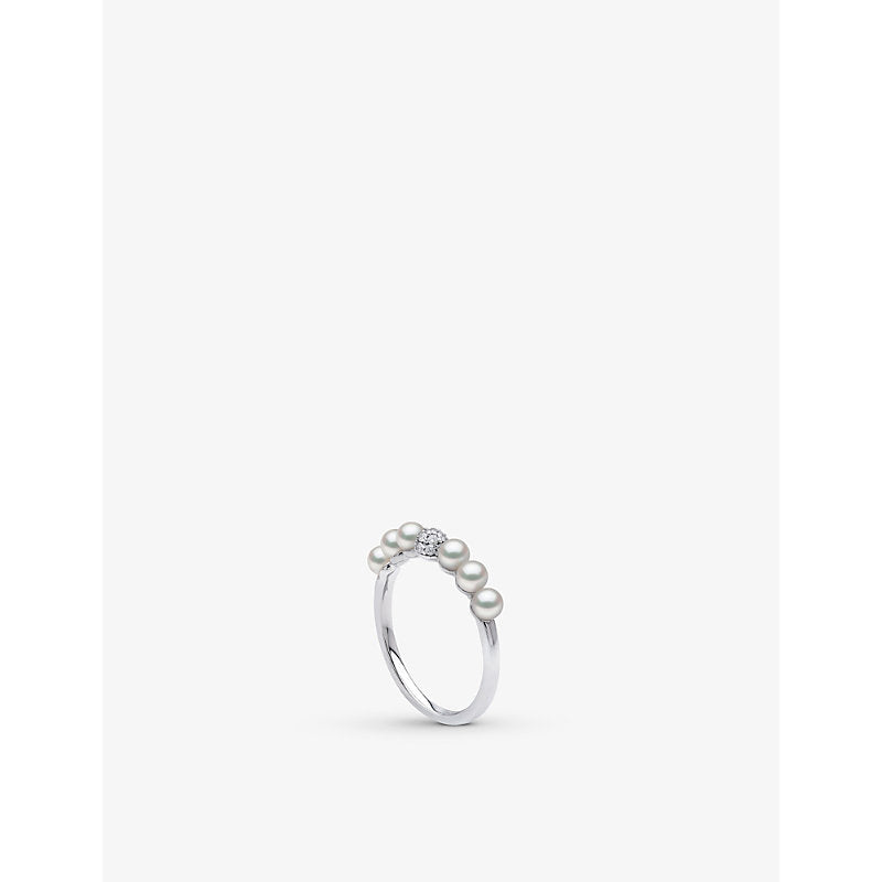 Yoko London Eclipse 18ct white-gold, 0.10ct brilliant-cut diamond and Akoya pearl ring