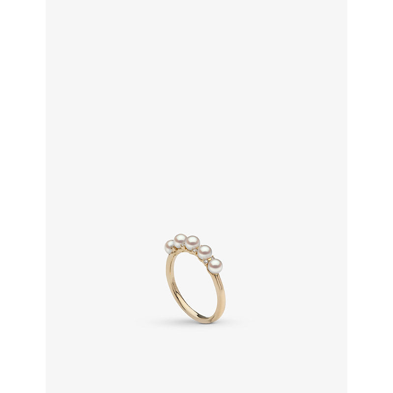 Yoko London Eclipse 18ct yellow-gold, 0.52ct brilliant-cut diamond and Akoya pearl ring