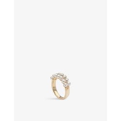 Yoko London Eclipse 18ct yellow-gold, 0.075ct brilliant-cut diamond and Akoya pearl ring