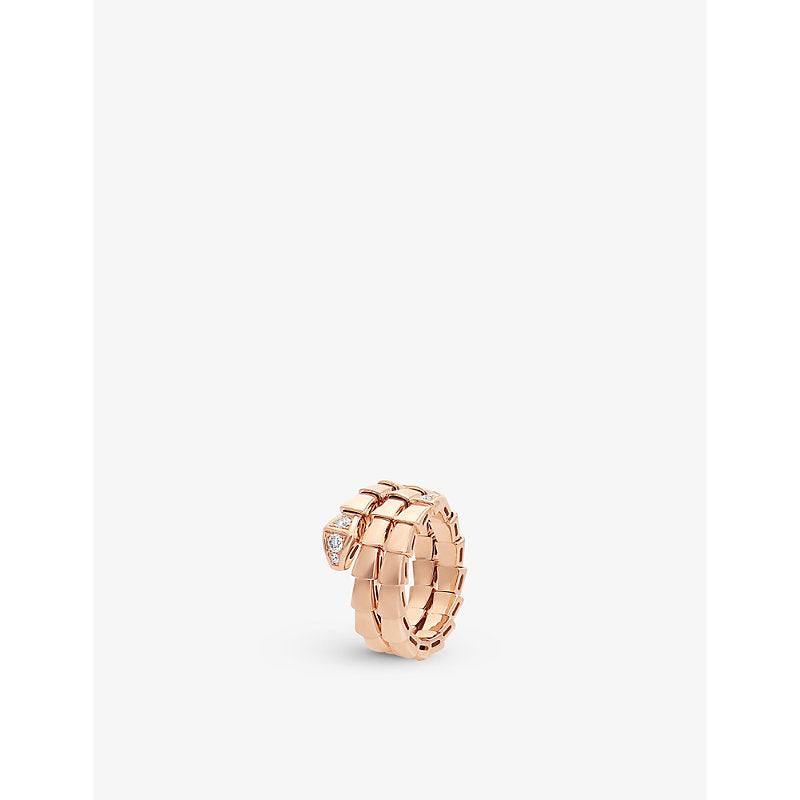 Bvlgari Serpenti Viper 18ct rose-gold and 0.1ct brilliant-cut diamond ring