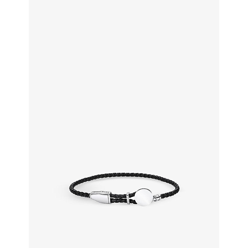  Thomas Sabo Brand-engraved sterling-silver and leather bracelet