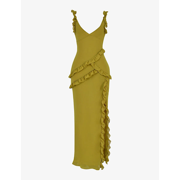 House Of Cb Pixie ruffled mesh maxi dress | HOUSE OF CB