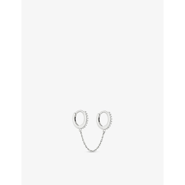  Astrid & Miyu Chain 14ct yellow gold-plated recycled sterling-silver and cubic zirconia huggie earrings