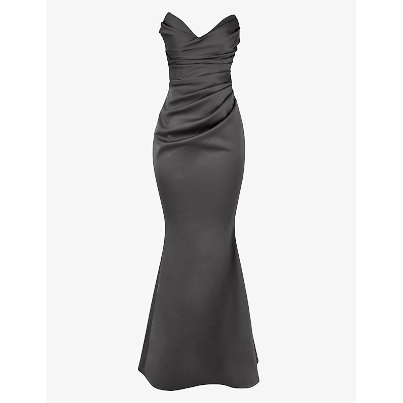 House Of Cb Fleur sweetheart-neckline fishtail-hem woven maxi dress | HOUSE OF CB