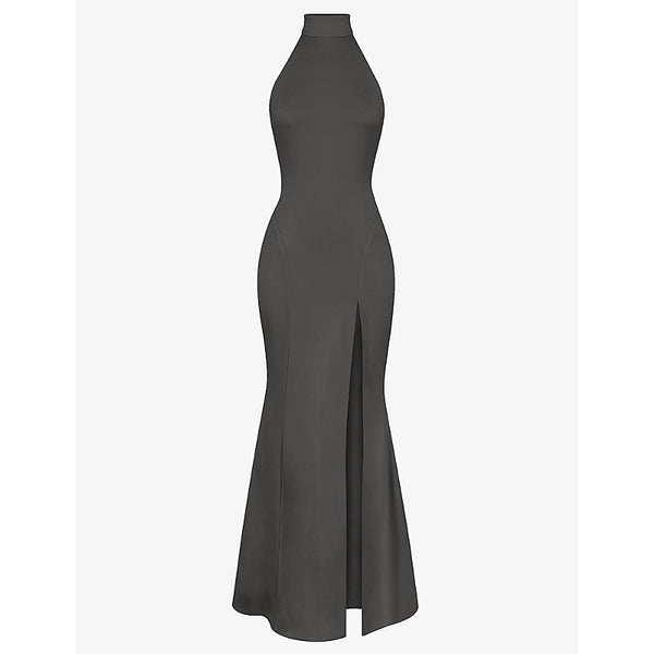 House of CB Juliette halter-neck split-hem stretch-woven maxi dress