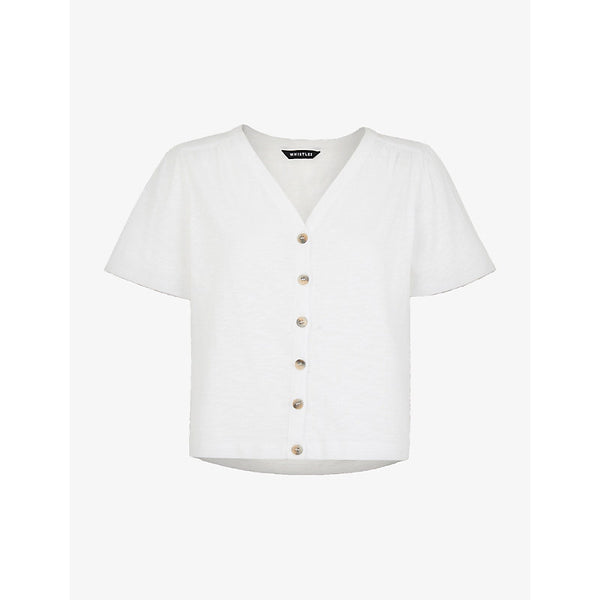 Whistles Maeve buttoned cotton-jersey T-shirt