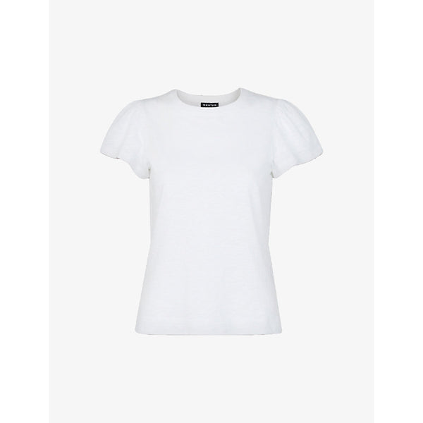 Whistles Round-neck frilled-sleeve cotton T-shirt