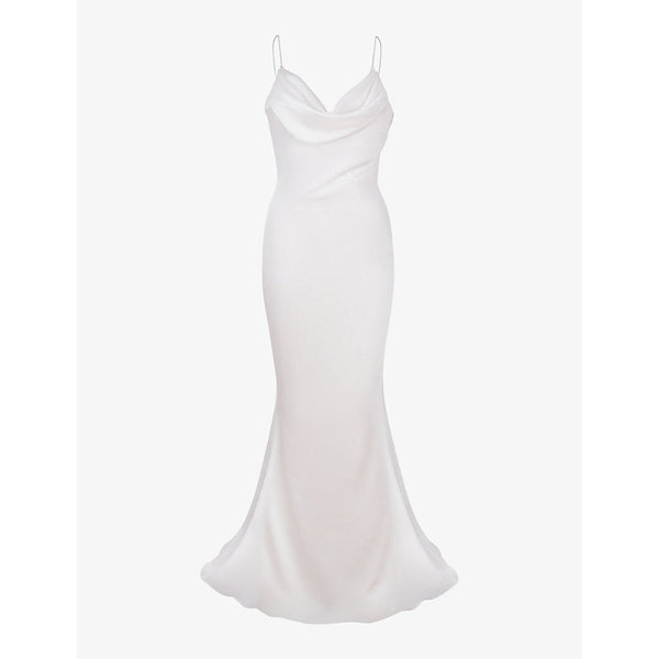  House Of Cb Aurelie cowl-neck satin-texture bridal gown